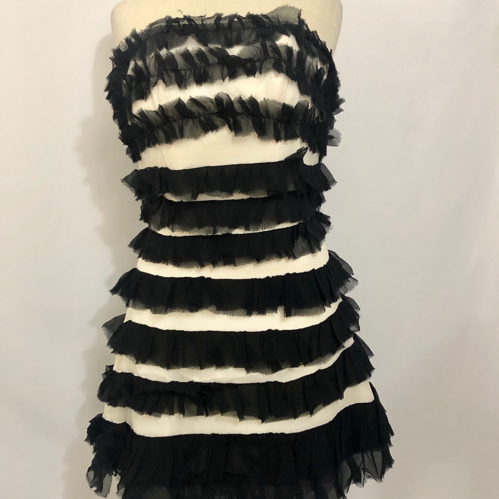 A.B.S Collection Black and Cream Ruffle Dress